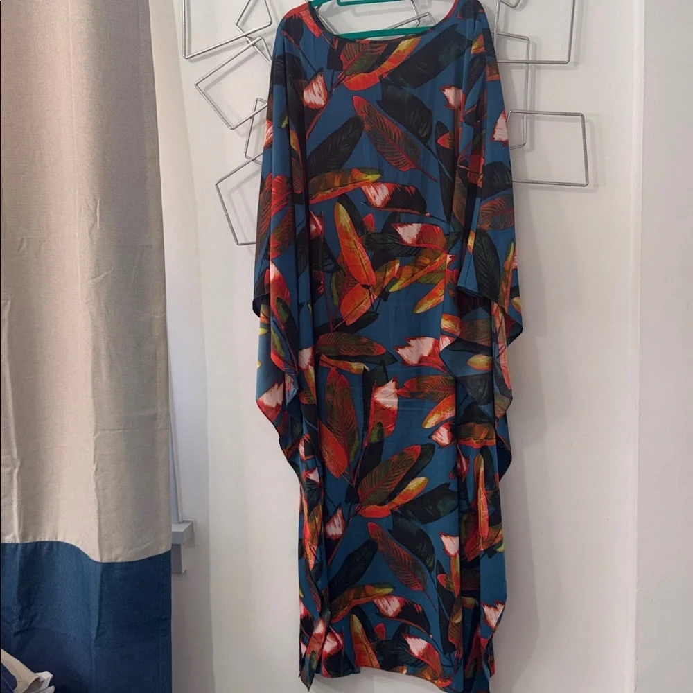 Stunning Bob Mackie Tropical Print Maxi Caftan Size 3X - Picture 3 of 5